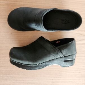 Black Leather Sanita Women's Danish Clogs 36 (4.5-5 US)